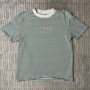 Guess Green/White striped tee Size M